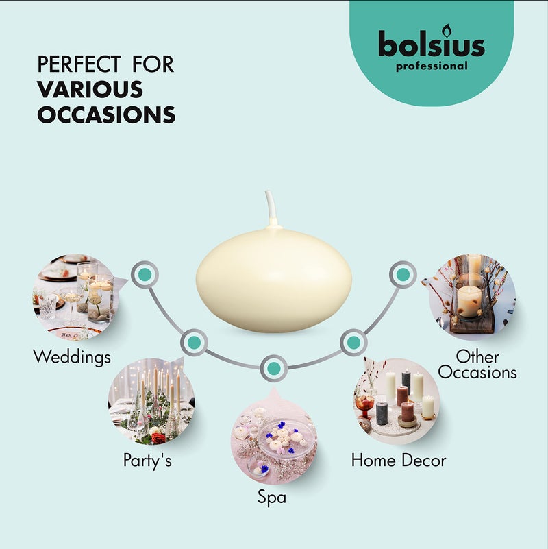 BOLSIUS Unscented Floating Candles - Pure Rich Creamy Ivory, 20 Set - Smokeless, European Quality - Imbue Breathtaking Ambiance for Romantic Wedding Centerpieces, Decorations, Events, Holiday Parties - Image 4